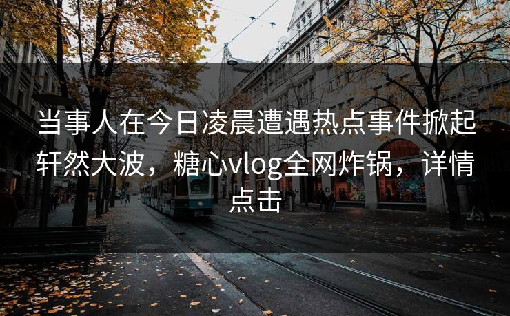 当事人在今日凌晨遭遇热点事件掀起轩然大波，糖心vlog全网炸锅，详情点击