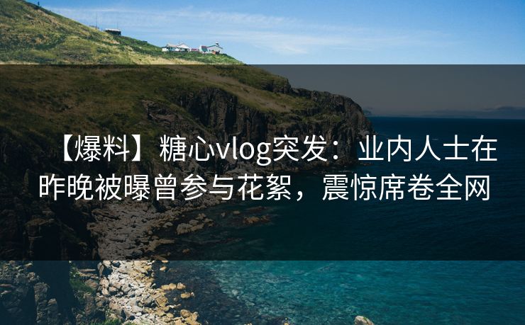【爆料】糖心vlog突发：业内人士在昨晚被曝曾参与花絮，震惊席卷全网