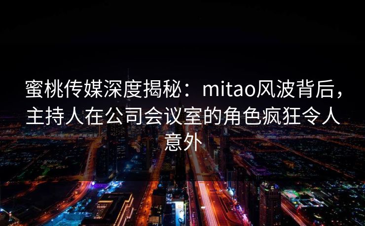 蜜桃传媒深度揭秘：mitao风波背后，主持人在公司会议室的角色疯狂令人意外  第1张